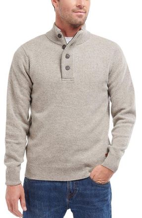 Barbour Patch Wool Quarter Zip Pullover in Stone at Nordstrom, Size Small
