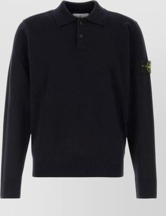 Stone Island wool fine-knit polo shirt