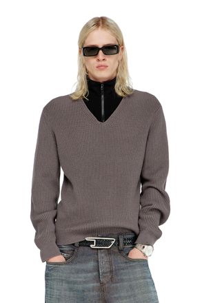 Diesel Half-zip sweater with layered neckline - Knitwear - Man