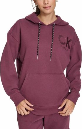 Calvin Klein Womens Eco Fleece Long Sleeve Hoodie In Purple