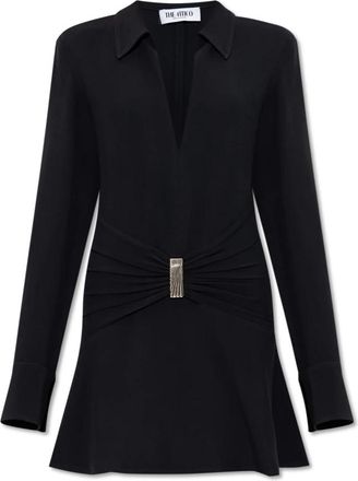 The Attico Jurk met applicatie - Dames - Korte kleedjes - Zwart - XS - Leer - Kleedjes