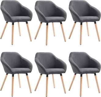 vidaXL Sillas De Comedor 6 Unidades Tela Gris Oscuro Vidaxl