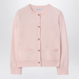 Burberry Pink wool blend cardigan with Check patches