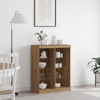 Berkfield Home Sideboard with LED Lights Artisan Oak 41x37x100 cm in Brown | Size: 41 x 37 x 100 cm