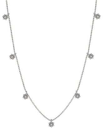 Suzy Levian 14K 0.30 Ct. Tw. Diamond Flower Station Necklace