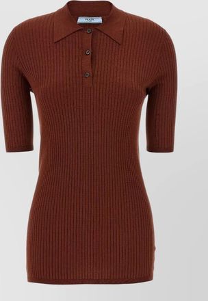 Prada stretch cotton polo ribbed knit shirt