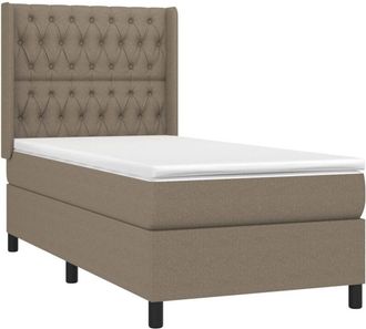 vidaXL Cama Box Spring Con Colch&oacute;n Tela Gris Taupe 90x200 Cm Vidaxl