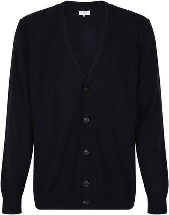 Maison Margiela V-hals Cashmere Cardigan - Heren - Cashmere truien - Blauw - 2XL - Truien & Vesten