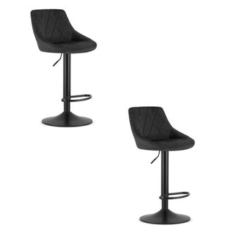 OEM Taburete Kast - Terciopelo Negro / Base Negra X 2