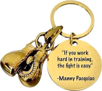 Generic Personalised Keyring Boxing Boxer Engraved Glove Tag Birthday Fight Gift Match (Colour: Gold)