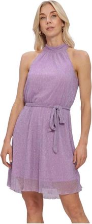 Freebird by Steven Divya Lurex Jurk - Dames - Feestkleedjes - Paars - L - Leer - Kleedjes