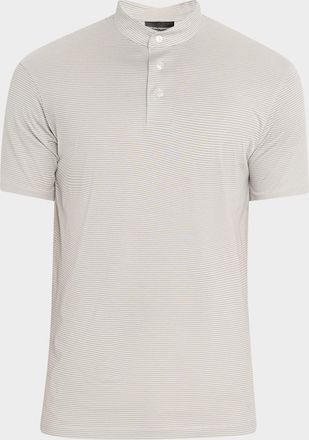 Emporio Armani Mens Cotton Stripe Nehru-Collar Polo Shirt