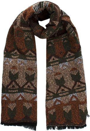 Bespoke Brown Multi-Coloured Aztec Print Woven Scarf