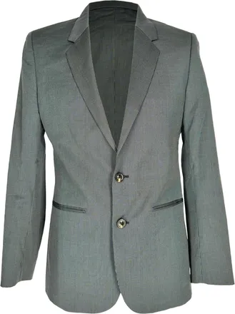 Maison Margiela Single-Breasted Pinstripe Blazer in Navy Blue Wool