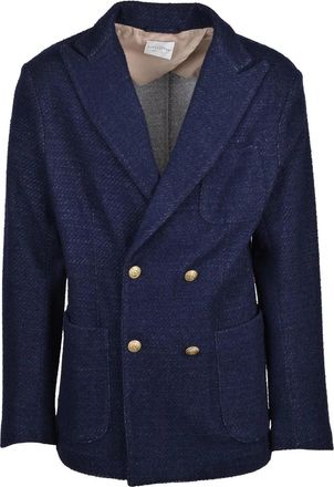 Ballantyne Blue Double-Breasted Textured Virgin Wool-Blend Jacket