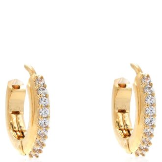 Swarovski Matrix Pierced Earrings Mini Hoop Gold Shiny Clear