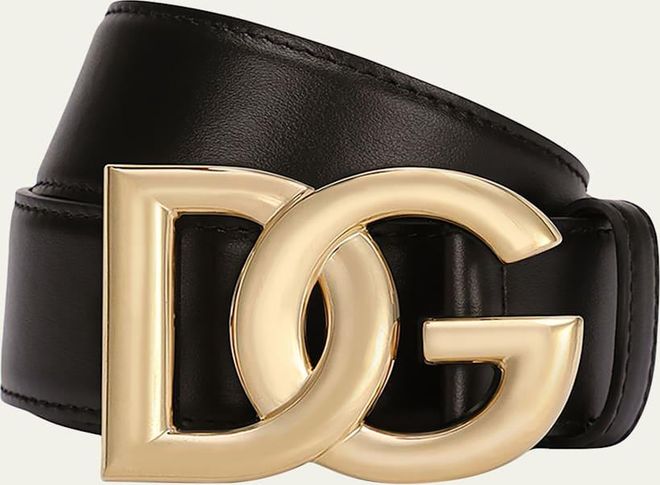 Dolce&Gabbana DG Logo Buckle Leather Belt - Bergdorf Goodman