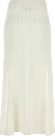 Ganni Womens Crochet Lace Skirt White Viscose Nylon
