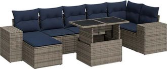 vidaXL Vidaxl Set Divano Da Giardino 8pz Con Cuscini Grigio Polyrattan Acacia