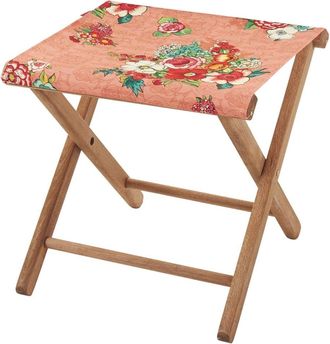 Vent de Boh&egrave;me Taburete plegable de haya y tela floral rosa