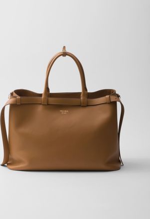 Prada Buckle leather handbag with double belt