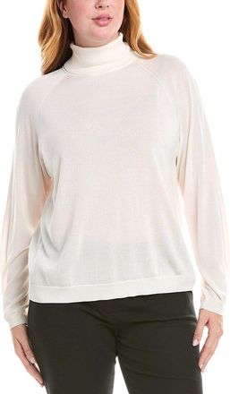 Lafayette 148 New York Plus Raglan Sleeve Turtleneck Silk-Blend Sweater