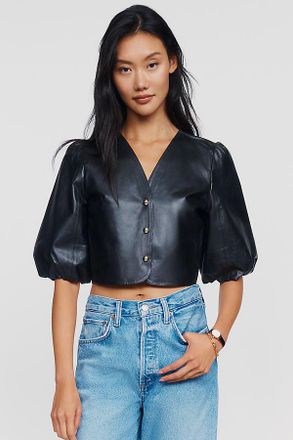 LaMarque Franka Leather Puff Sleeve Jacket