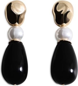 Mango Faux Pearl Drop Earrings in Gold at Nordstrom