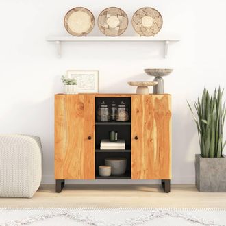 vidaXL Aparador Con 2 Puertas Madera Maciza De Acacia 90x33x75 Cm Vidaxl
