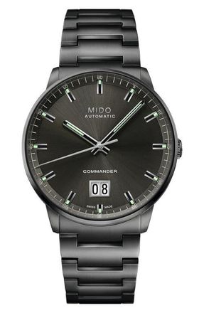 Mido Commander Big Date Automatic Bracelet Watch, 42mm in Black at Nordstrom