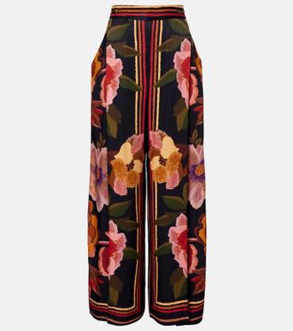 Farm Rio Floral high-rise wide-leg pants