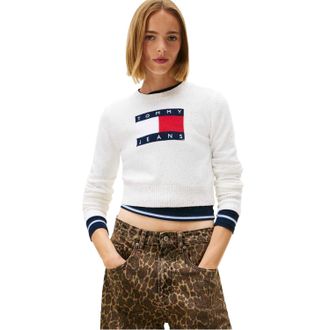 Tommy Jeans Dames/Dames Jeans Geribbelde Trui Top (Antiek Wit)