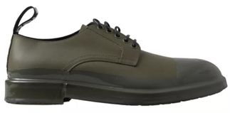 Dolce & Gabbana Green Leather Rubber Sole Dress Mens Shoes