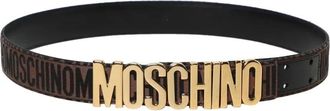 Moschino Logo Metallic Letters Riem - Dames - Riemen - Bruin - L - Leer - Accessoires