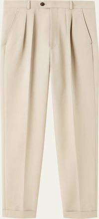 Loro Piana Mens Stafford Double-Pleated Straight Leg Trousers