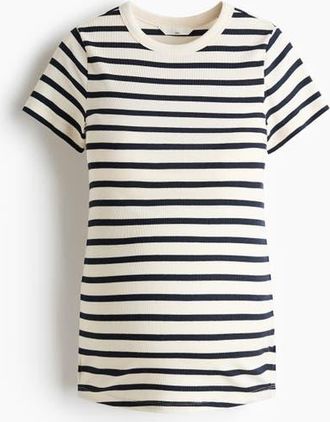 H&M Mama Ribbed Top in White/striped at Nordstrom, Size Xx-Large