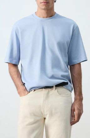 Mango Relaxed Fit Heavyweight Cotton T-Shirt in Sky Blue at Nordstrom, Size X-Large