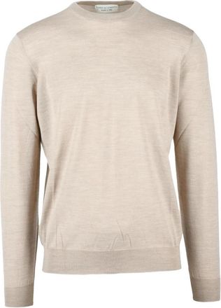 FILIPPO DE LAURENTIIS Pullover met ronde hals - Heren - Ronde hals truien - Beige - 5XL - Wol - Truien & Vesten