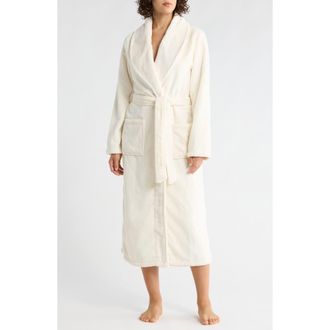 Nordstrom Shawl Collar Plush Longline Robe in Ivory Egret at Nordstrom Rack, Size X-Small