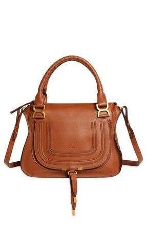 Chlo&eacute; Medium Marcie Leather Satchel in Tan at Nordstrom