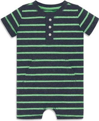 primary Baby Heathered Henley Shortie In Stripe in Navy Clover Stripe at Nordstrom, Size 12-18M