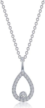 Lafonn Simulated Diamond Pear Pendant Necklace in Silver at Nordstrom, Size 20