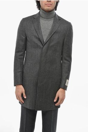 Corneliani CC COLLECTION Cappotto in Lana Vergine Motivo Herringbone taglia 46