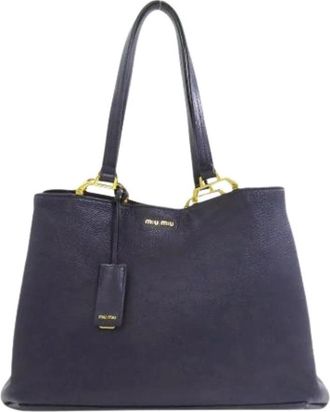 Miu Miu Pre-owned Tote bag - Dames - Vintage Shopper - Blauw - ONE Size - Leer - Vintage