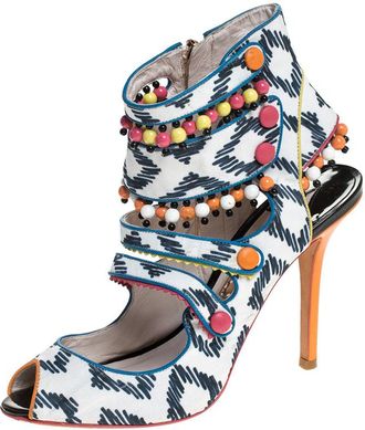 Sophia Webster Multicolor Strappy Leather Beaded Caged Sandals