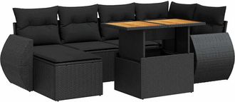 vidaXL Vidaxl - Set Divani Da Giardino Con Cuscini 7pz Nero Polyrattan
