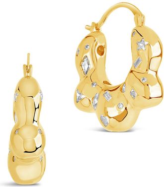 Sterling Forever Tari CZ Hoop Earrings