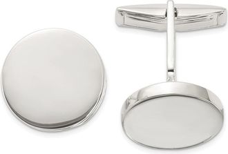 Diamond2Deal Sterling Silver Polished Round Cuff Links