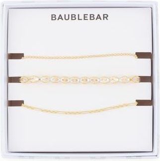 BaubleBar Set of 3 Crystal & Chain Bracelets in Gold at Nordstrom Rack