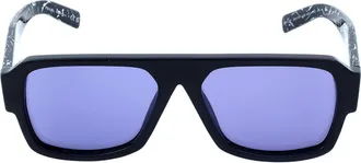 Prada Violet Mirrored Internal Silver Pilot Mens Sunglasses PR 22YS 1AB05Q 56